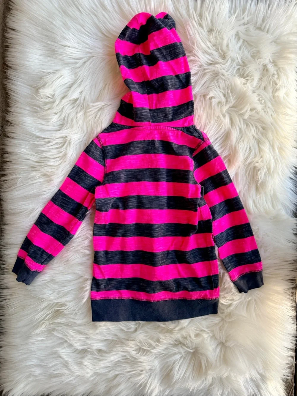 OshKosh B'gosh Hooded Stripe Pullover Pink & Black Size 3T